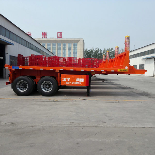 2 axle rear dumper semi trailer for 20ft container transport rear dumper flatbed semi trailer