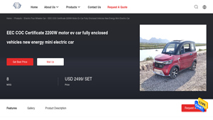 Automatic Electric Car - EEC COC Certificate 2200W Motor EV