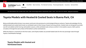 Toyota - Heated and Cooled Seat Models