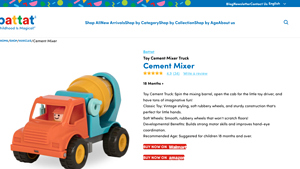 Battat - Cement Mixer Toy Truck