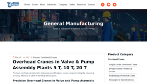 Better Crane - Overhead Cranes for Valve & Pump Assembly