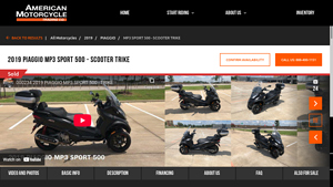 Piaggio - 2019 MP3 Sport 500 Scooter Trike