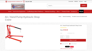 Contractors Solutions - Air / Hand Pump Hydraulic Shop Crane
