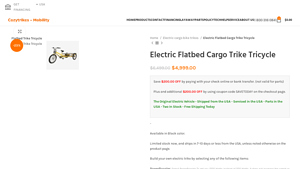 Cozy Trikes - Electric Flatbed Cargo Trike EFC-100X