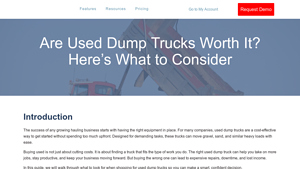 Dump Truck Dispatcher - Cost-Effective Used Dump Trucks