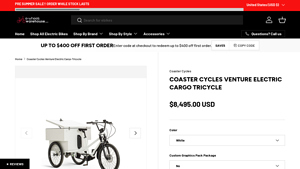 Coaster Cycles - Venture Electric Cargo Tricycle