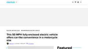 Nimbus One - Enclosed 3-Wheeled Electric Vehicle