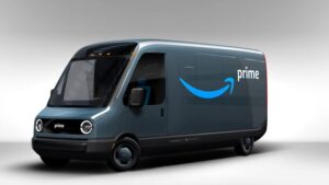 A stock image illustrating electric delivery truck concepts