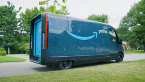 A stock image illustrating electric delivery vehicle concepts
