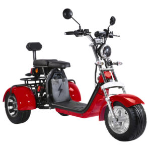 A stock image illustrating electric motorcycle 3 wheel concepts