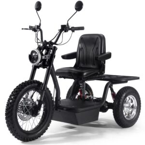 A stock image illustrating electric motorcycle 3 wheel concepts