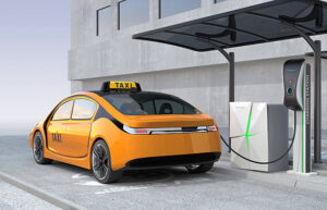 A stock image illustrating electric taxi concepts