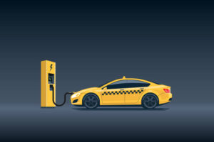 A stock image illustrating electric taxi concepts