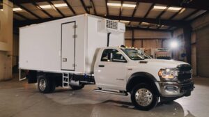 A stock image illustrating electric truck pickup freezer concepts