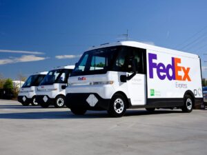A stock image illustrating electric vans and trucks concepts