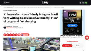 Geely - Van Elétrica com 386 km de Autonomia