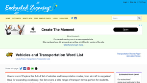 Enchanted Learning - Vehicles and Transportation Word List