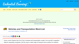 Enchanted Learning - Vehicles and Transportation Word List