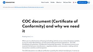 EV Remarketing - COC Certification