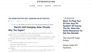 EV Obsession - VEGAN Electric Self-Charging Solar Tricycle