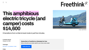 Freethink - Amphibious Electric Tricycle Camper