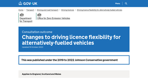UK Government - Driving Licence Flexibility for AFVs