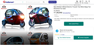Bharat Link Incorporation - New Model 3 Wheel Electric Tricycle Taxi Moto Bajaj Tuk Rickshaw