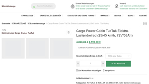 Mikrofahrzeuge - Elektro-Lastendreirad TukTuk 25/45 km/h