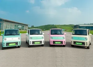 A stock image illustrating mini electric cars for adult van concepts