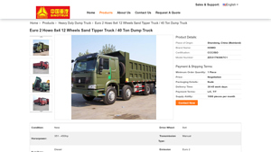 HOWO - Euro 2 Howo 8x4 12 Wheels Sand Tipper Truck