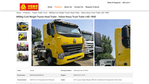 Mining Dump Truck - Key Specifications