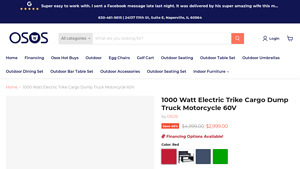 Oso's Home and Patio - 1000 Watt Electric Trike Cargo Dump Truck