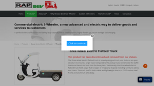 RAP Electric Vehicle - Three Wheel Flatbed Truck