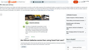 Reddit - Lithium Recycling and EV Safety