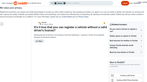 Florida Vehicle Registration - No License Required