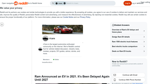 Ram - Electric Vehicle Launch Delay