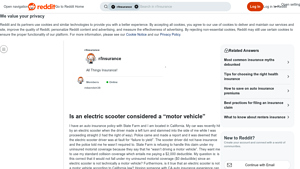 Reddit - Electric Scooter Insurance Claims