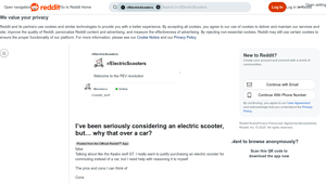 Reddit - Justifying Electric Scooter Purchases