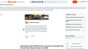 Reddit - $1,000 Electric Mini-Truck from China