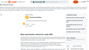 Reddit - Best Used Electric Vehicles Under 20K