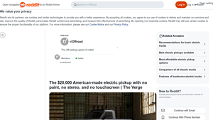Reddit - $20,000 American-Made Electric Pickup