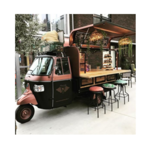 A stock image illustrating scooter food truck concepts