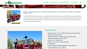 ScooterCarz - 1000 Watt Electric Cargo Trike