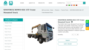 SINOTRUK - HOWO 6X4 15T Crane Mounted Truck