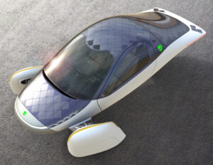 A stock image illustrating solar electric car concepts