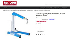 Unique Truck - 6000 lb. Electric Hydraulic Floor Crane