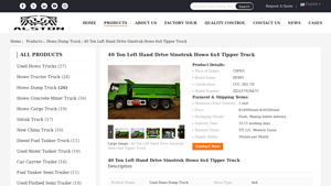HOWO - 40 Ton Left Hand Drive Tipper Truck