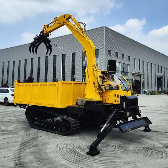 excavator grapples truck