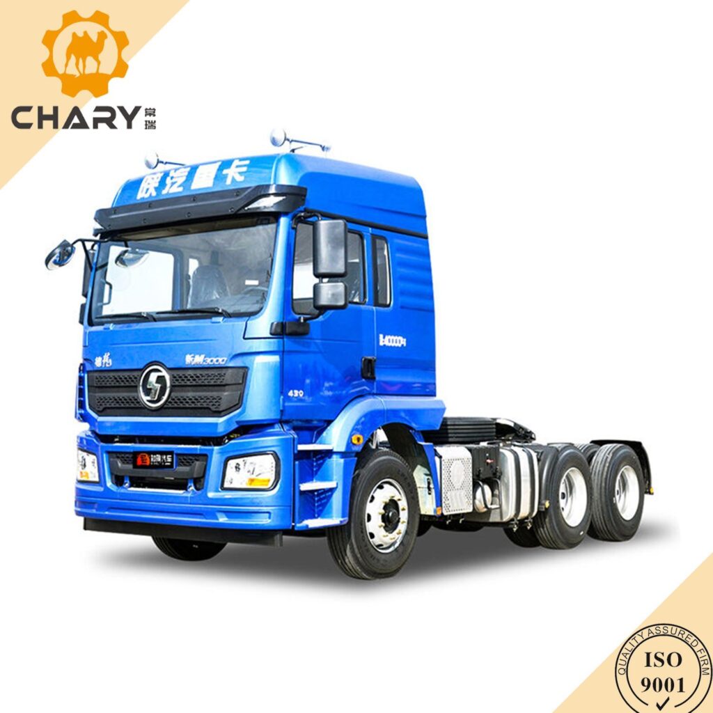 blue excavator truck