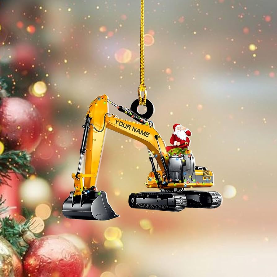excavator christmas ornament truck